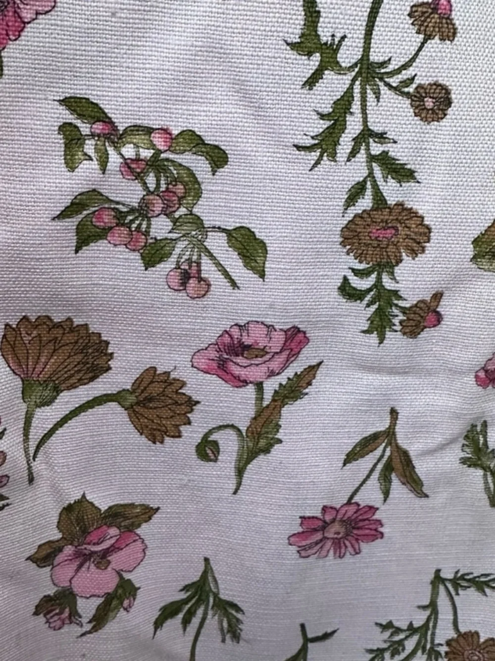 Vintage Denim Weight Pink Floral Fabric Cotton 47”x150”
